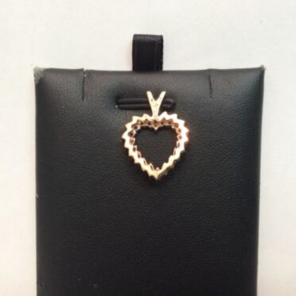 LADIES 14K REAL SOLID GOLD REAL DIAMOND HEART CHARM PENDANT 2.70GR   .45CT - Picture 3 of 8